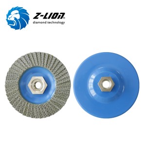 Z-LION Plastik Backing Diamond Flap Disc Grinding Wheels Dengan Flange M14 atau 5/8-11