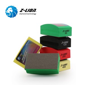 Z-LION Arch Shape Foam Backed Electroplated Diamond Hand Polishing Pads for Glass