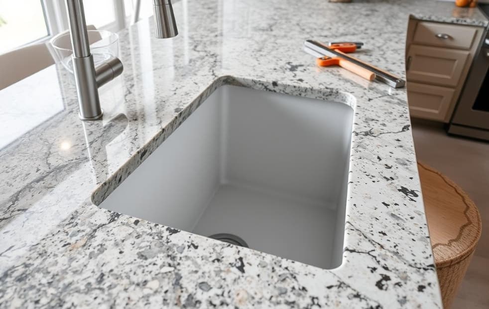 Cut and polish granite undermount sink