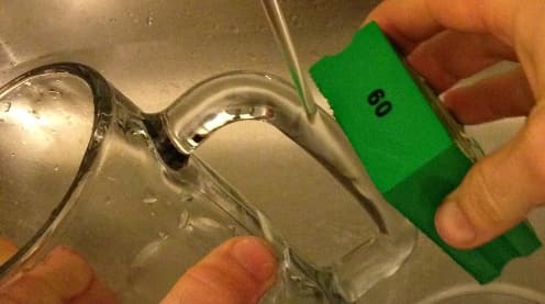 Polishing glassware with diamond sanding block