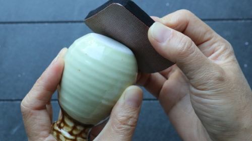 Sanding ceramic base with square diamond hand pad