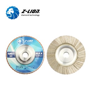 Z-LION อลูมิเนียม Backing Diamond Flap Cup Wheels เครื่องเจียร Diamond Flap Disc สำหรับการขัดแก้ว