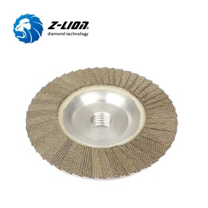 Z-LION Aluminium Backing Diamond Flap Cup Wheels Angle Grinder Diamond Flap Disc untuk Glass Sanding