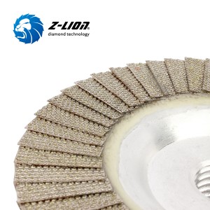 Z-LION Aluminium Backing Diamond Flap Cup Wheels Angle Grinder Diamond Flap Disc untuk Pengamplasan Kaca