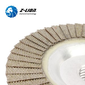 Z-LION อลูมิเนียม Backing Diamond Flap Cup Wheels เครื่องเจียร Diamond Flap Disc สำหรับการขัดแก้ว